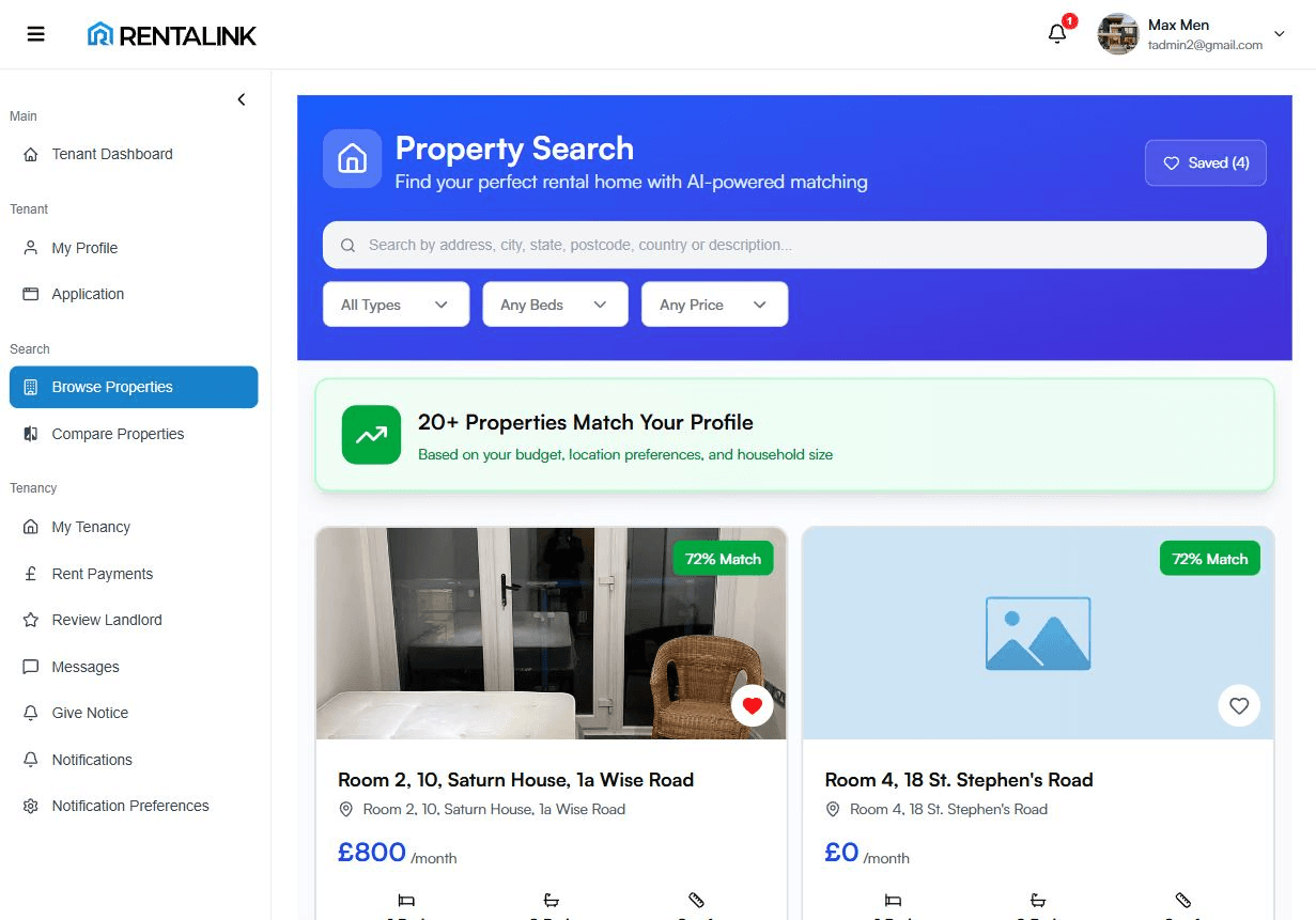 Rentalink tenant property search